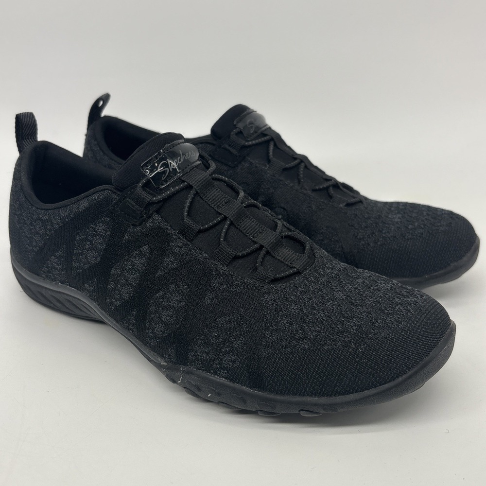 Skechers Shoes Womens 7.5 Breathe Easy Infi Knity Slip On Sneaker Black Comfort